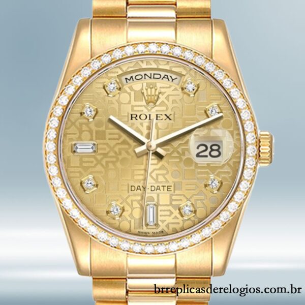 Rolex Day-Date 36mm m118348-0037 masculino Pulseira Oyster/Pulseira Presidente Mostrador do Jubileu do Champanhe