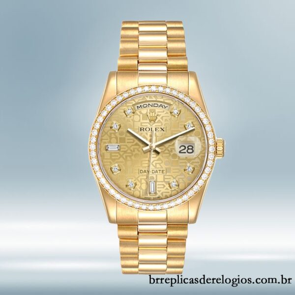 Rolex Day-Date 36mm m118348-0037 masculino Pulseira Oyster/Pulseira Presidente Mostrador do Jubileu do Champanhe - Image 2