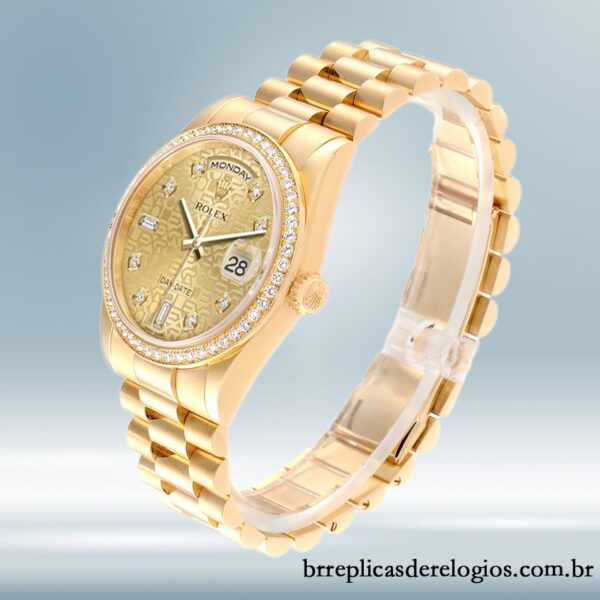 Rolex Day-Date 36mm m118348-0037 masculino Pulseira Oyster/Pulseira Presidente Mostrador do Jubileu do Champanhe - Image 3