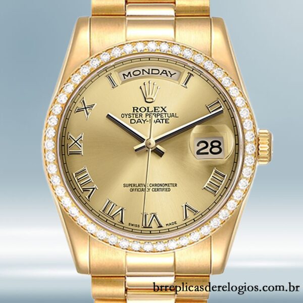 Rolex Day-Date 36mm masculino 118348-0147 mostrador champanhe