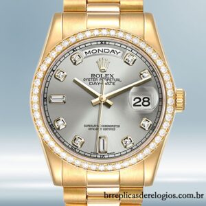 Rolex Day-Date masculino 36mm m118348-0077 Tom de ouro