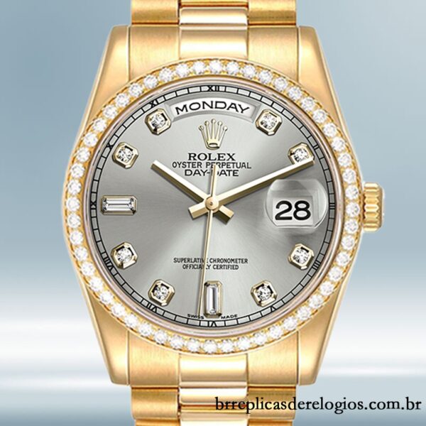 Rolex Day-Date masculino 36mm m118348-0077 Tom de ouro