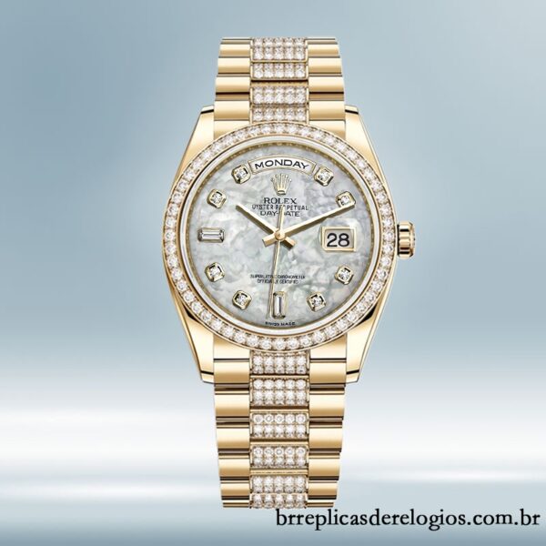 Rolex Day-Date masculino m118348-0061 36mm Tom de ouro pulseira do presidente - Image 2