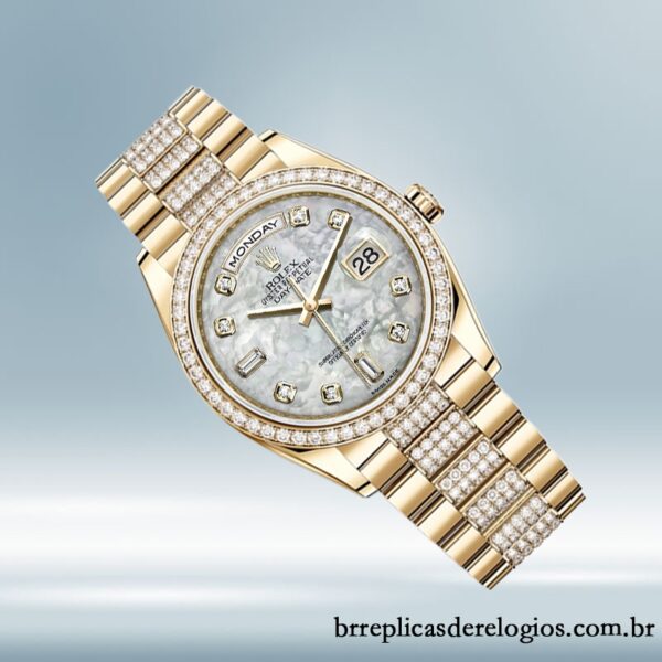 Rolex Day-Date masculino m118348-0061 36mm Tom de ouro pulseira do presidente - Image 3