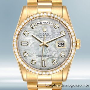 Rolex Day-Date m118348-0100 masculino 36mm Mostrador Madrepérola Tom de ouro
