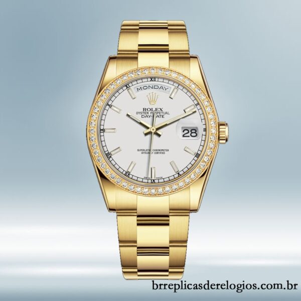 Rolex Day-Date m118348-0098 masculino 36mm mostrador branco Tom de ouro - Image 5