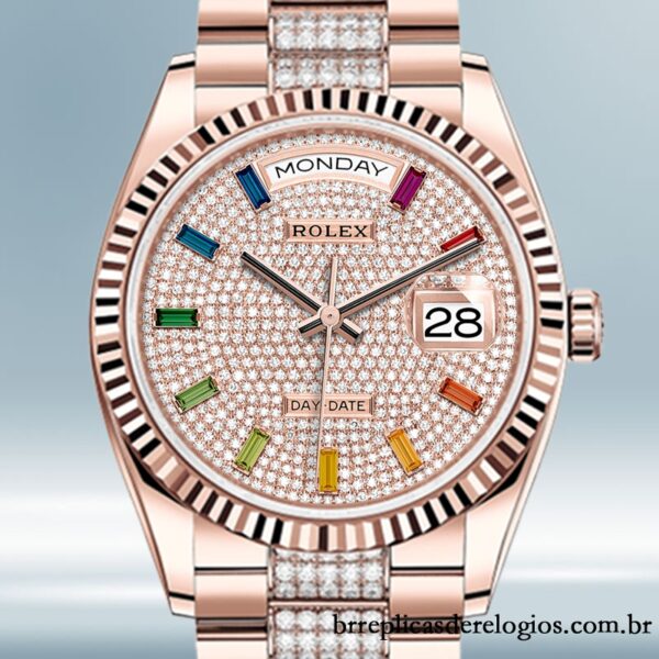 Rolex Day-Date 36mm masculino m128235-0040 Rosa Dourado pulseira do presidente