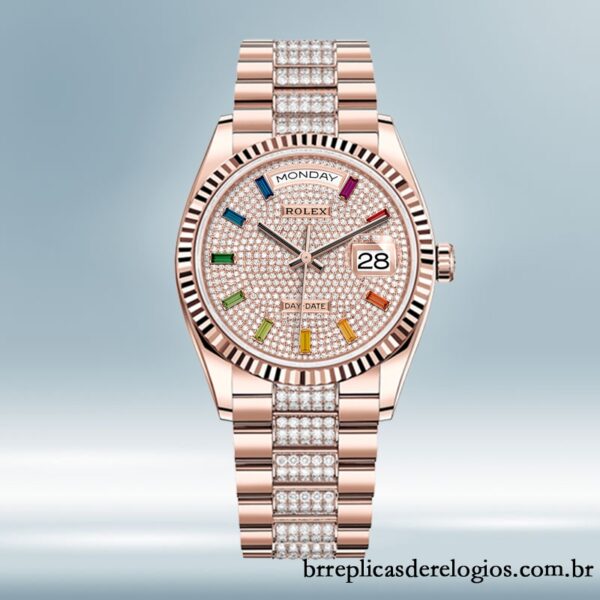 Rolex Day-Date 36mm masculino m128235-0040 Rosa Dourado pulseira do presidente - Image 2