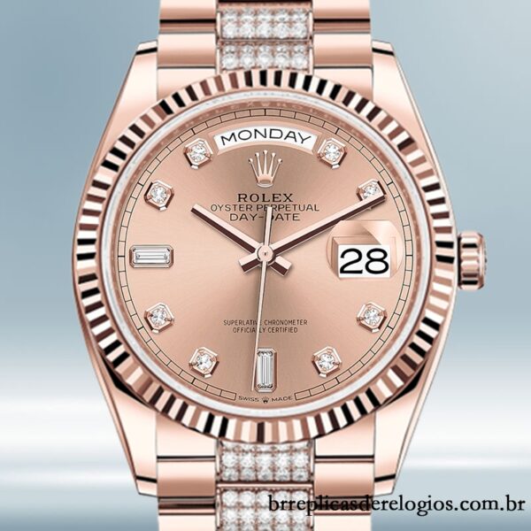 Rolex Day-Date masculino m128235-0019 36mm Mostrador de ouro rosa pulseira do presidente