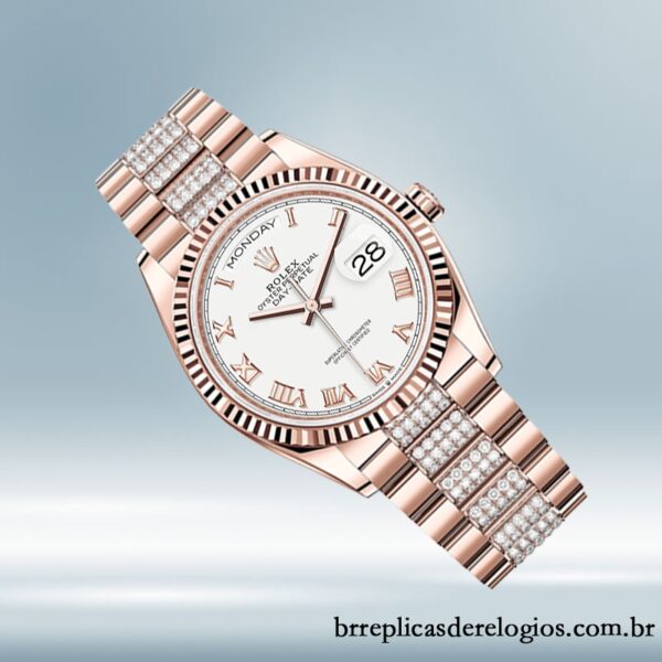 Rolex Day-Date m128235-0053 masculino 36mm mostrador branco Rosa Dourado - Image 3