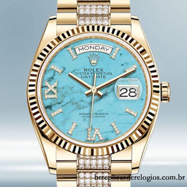 Rolex Day-Date 36mm masculino m128238-0072 pulseira do presidente Tom de ouro