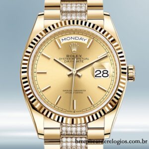 Rolex Day-Date masculino 36mm m128238-0046 mostrador champanhe pulseira do presidente