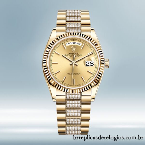 Rolex Day-Date masculino 36mm m128238-0046 mostrador champanhe pulseira do presidente - Imagem 2
