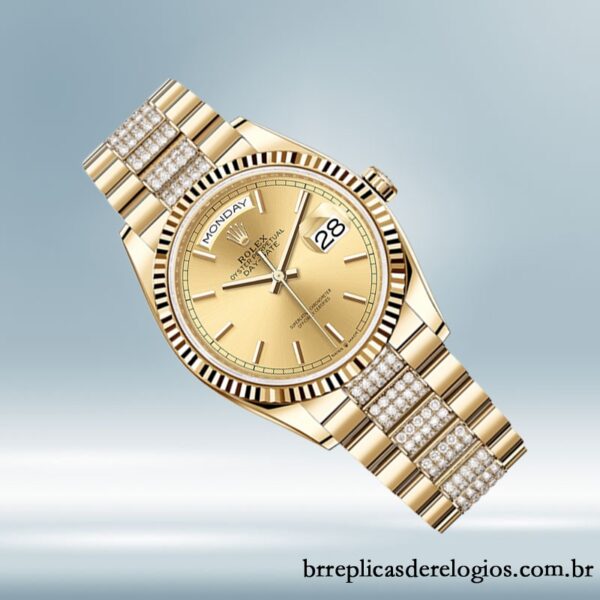 Rolex Day-Date masculino 36mm m128238-0046 mostrador champanhe pulseira do presidente - Imagem 3