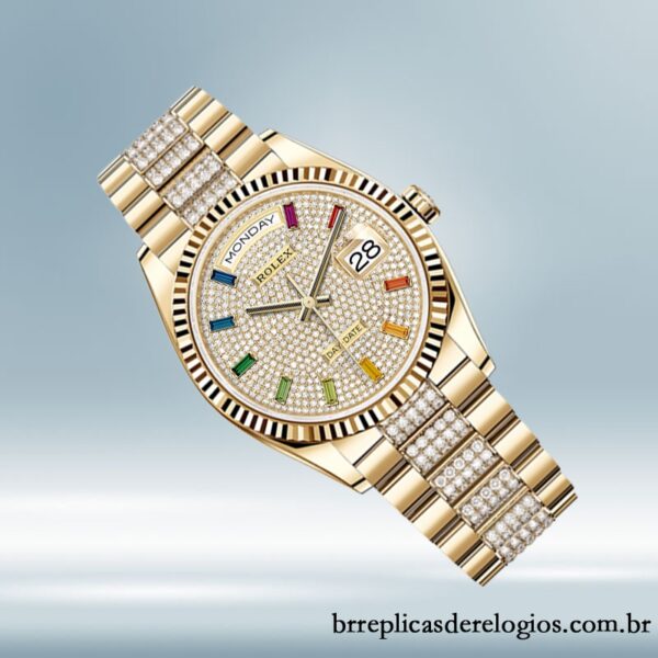 Rolex Day-Date masculino 36mm m128238-0052 Automático Tom de ouro - Imagem 3