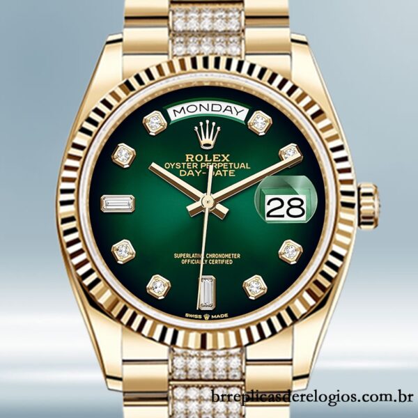 Rolex Day-Date masculino 36mm m128238-0070 Tom de ouro