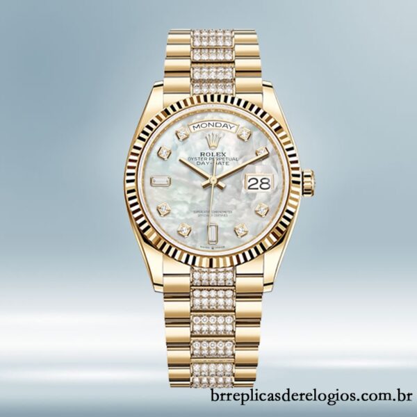 Rolex Day-Date masculino 36mm m128238-0032 Mostrador Madrepérola Tom de ouro - Image 2