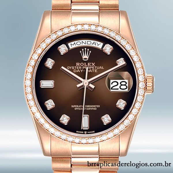 Rolex Day-Date m128345rbr-0040 masculino 36mm Automático Rosa Dourado