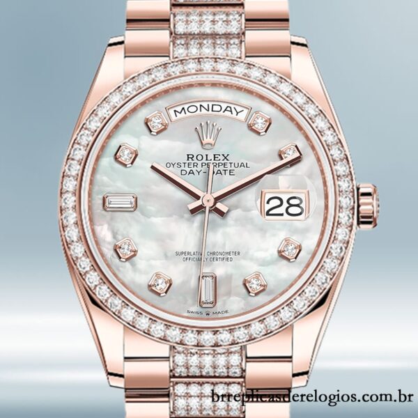 Rolex Day-Date m128345rbr-0030 masculino 36mm Mostrador Madrepérola pulseira do presidente