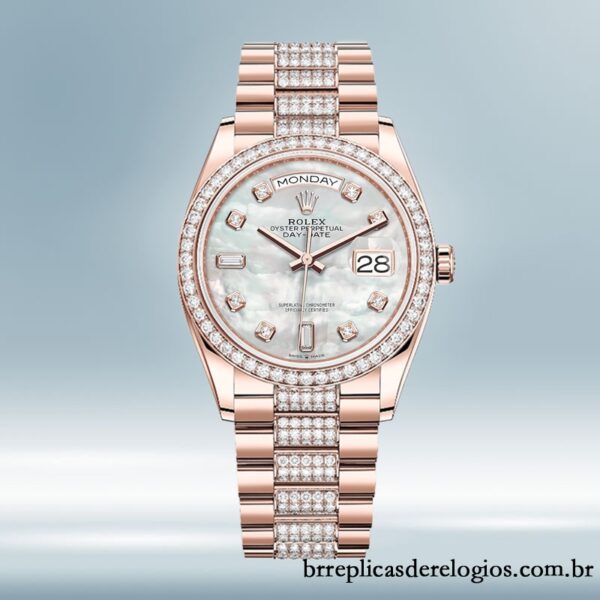 Rolex Day-Date m128345rbr-0030 masculino 36mm Mostrador Madrepérola pulseira do presidente - Imagem 2