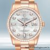 Rolex Day-Date masculino m128345rbr-0028 36mm Rosa Dourado Mostrador Madrepérola