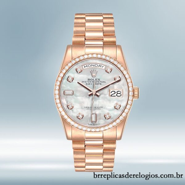 Rolex Day-Date masculino m128345rbr-0028 36mm Rosa Dourado Mostrador Madrepérola - Image 2