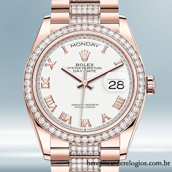 Rolex Day-Date m128345rbr-0055 36mm masculino pulseira do presidente mostrador branco