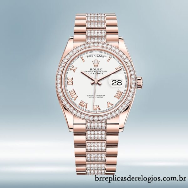 Rolex Day-Date m128345rbr-0055 36mm masculino pulseira do presidente mostrador branco - Image 2