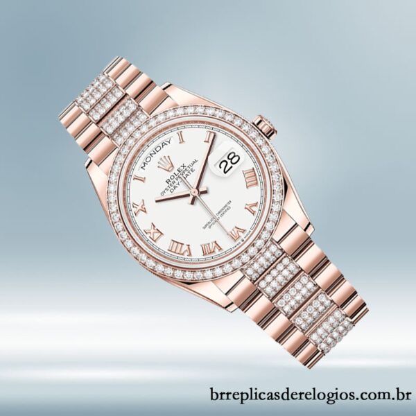 Rolex Day-Date m128345rbr-0055 36mm masculino pulseira do presidente mostrador branco - Image 3