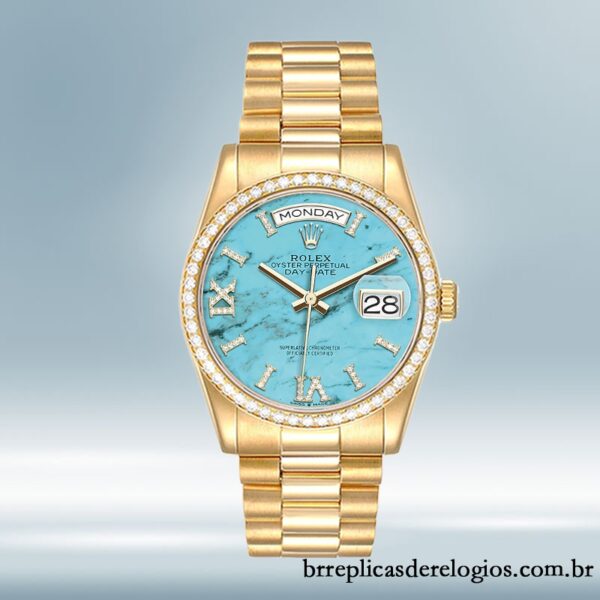 Rolex Day-Date 36mm m128348rbr-0037 masculino Tom de ouro Automático - Image 2