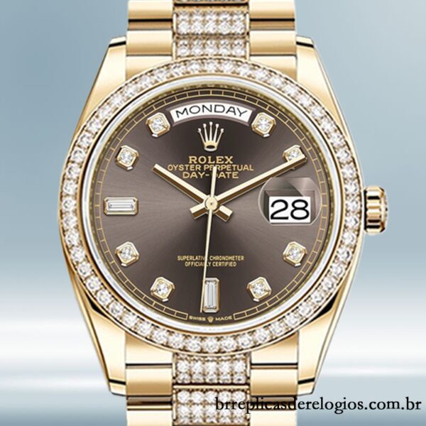 Rolex Day-Date masculino m128348rbr-0007 36mm Tom de ouro