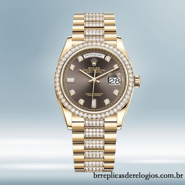 Rolex Day-Date masculino m128348rbr-0007 36mm Tom de ouro - Image 2