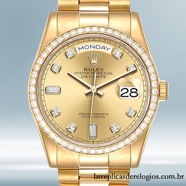 Rolex Day-Date 36mm masculino m128238-0008 Tom prata Automático