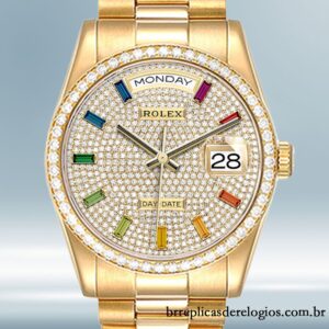 Rolex Day-Date masculino m128348rbr-0030 36mm Mostrador Pavê de Diamante Automático