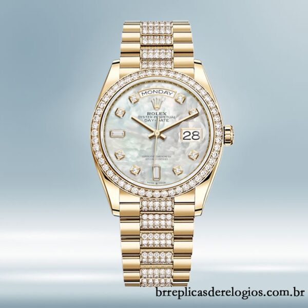 Rolex Day-Date 36mm masculino m128348rbr-0017 Tom de ouro - Image 2