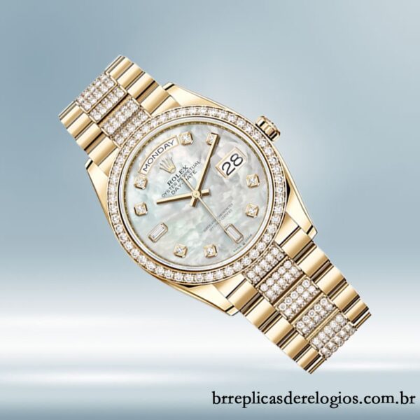 Rolex Day-Date 36mm masculino m128348rbr-0017 Tom de ouro - Image 3