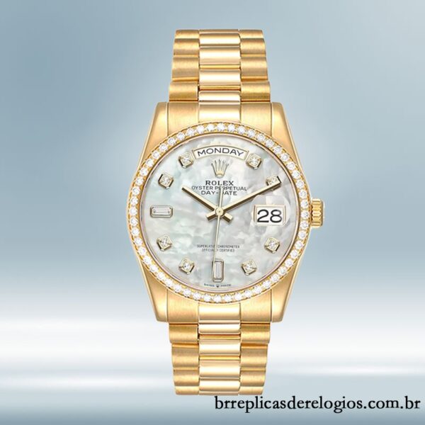 Rolex Day-Date 36mm masculino m128348rbr-0017 Mostrador Madrepérola pulseira do presidente - Imagem 2