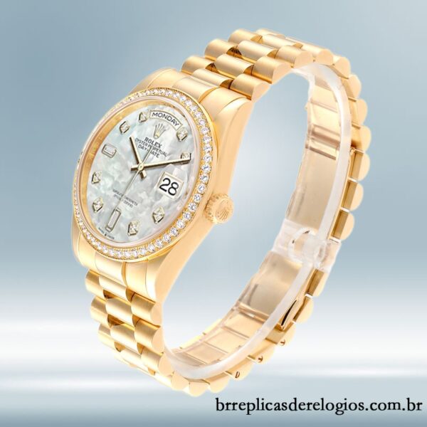 Rolex Day-Date 36mm masculino m128348rbr-0017 Mostrador Madrepérola pulseira do presidente - Imagem 3
