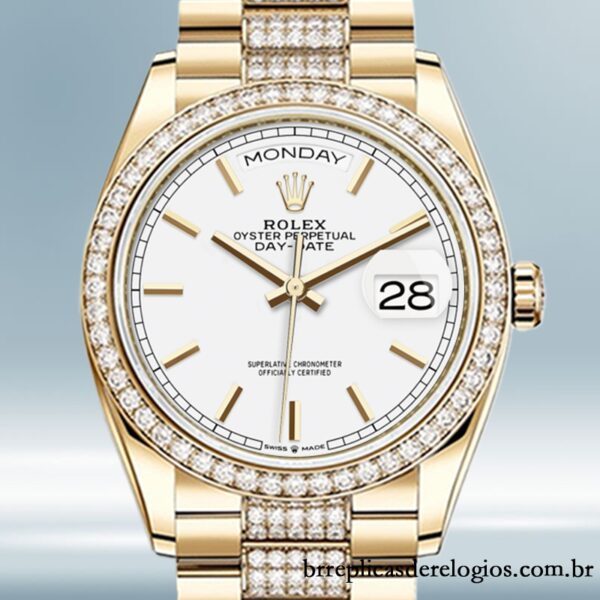Rolex Day-Date masculino m128348rbr-0048 36mm mostrador branco Automático
