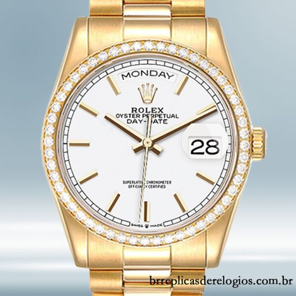 Rolex Day-Date 36mm masculino m128348rbr-0047 Tom de ouro