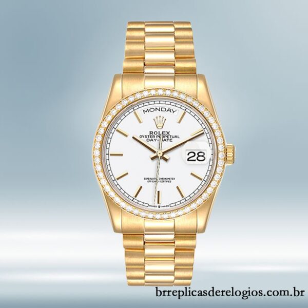 Rolex Day-Date 36mm masculino m128348rbr-0047 Tom de ouro - Image 2