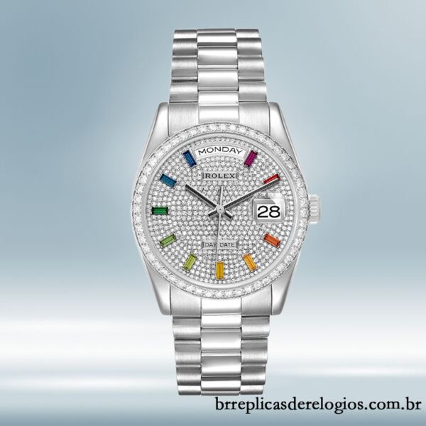 Rolex Day-Date m128349rbr-0006 36mm masculino Automático Mostrador Pavimentado em Diamante - Imagem 2