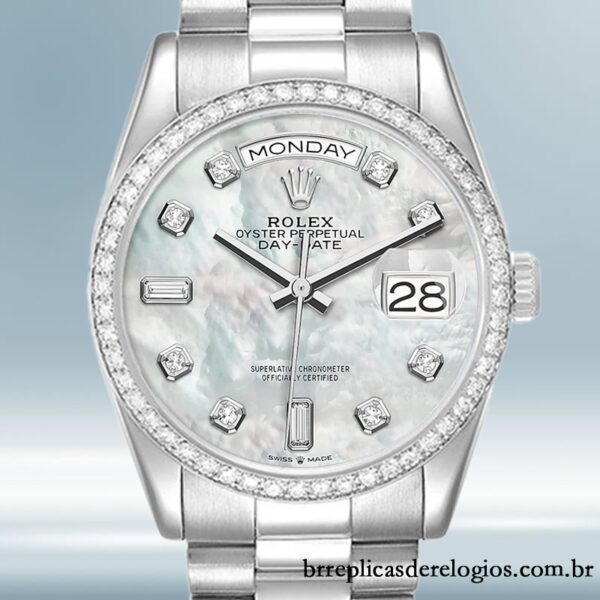 Rolex Day-Date m128349rbr-0004 masculino 36mm Automático Tom prata