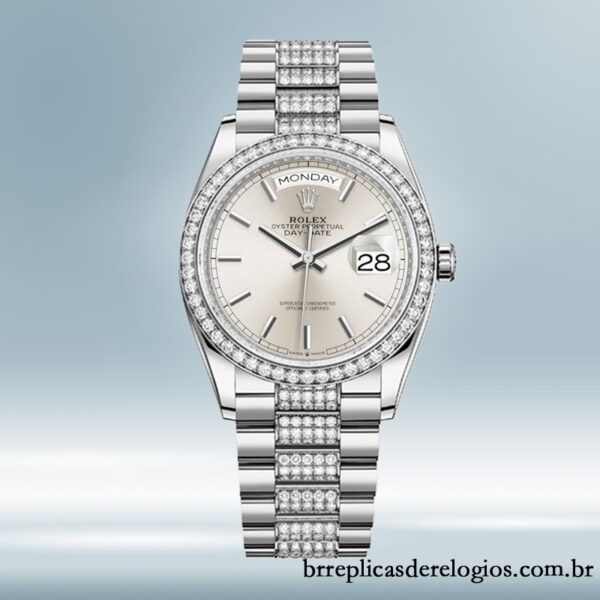 Rolex Day-Date masculino m128349rbr-0013 36mm Automático Tom prata - Imagem 2
