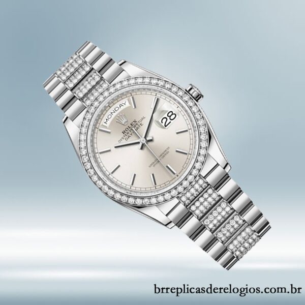 Rolex Day-Date masculino m128349rbr-0013 36mm Automático Tom prata - Imagem 3