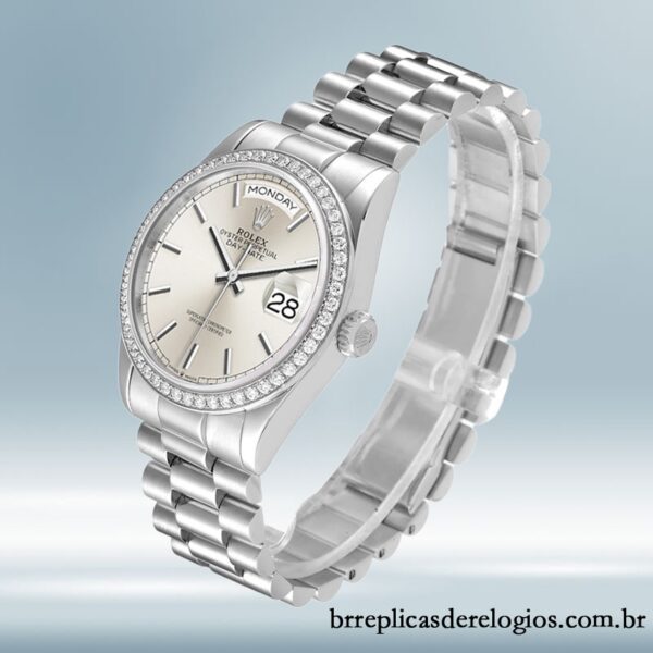 Rolex Day-Date m128349rbr-0001 36mm masculino Tom prata Automático - Imagem 3