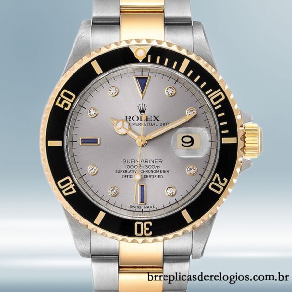 Rolex Submariner 16613 masculino 40mm pulseira de ostra Mostrador cinza