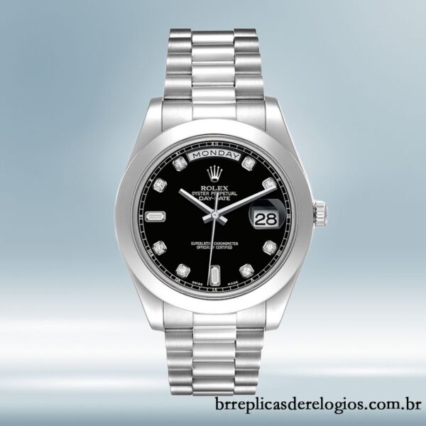 Rolex Day-Date 41mm masculino 218206 Tom prata - Imagem 2