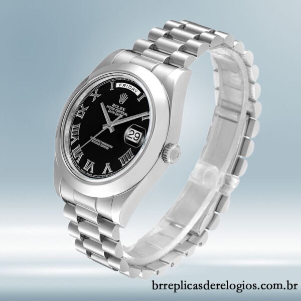 Rolex Day-Date 218206 41mm masculino Tom prata mostrador preto - Imagem 3