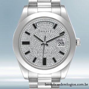 Rolex Day-Date 218206 masculino 41mm Tom prata